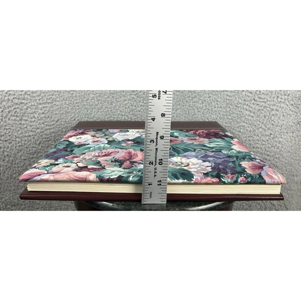 VTG 80s Floral & Faux Leather “Magnetic” Photo Album With 15 Double-Sided Pages